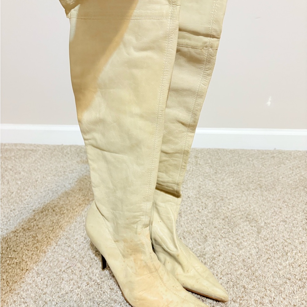 Elegant Beige Knee-High Women's Boots